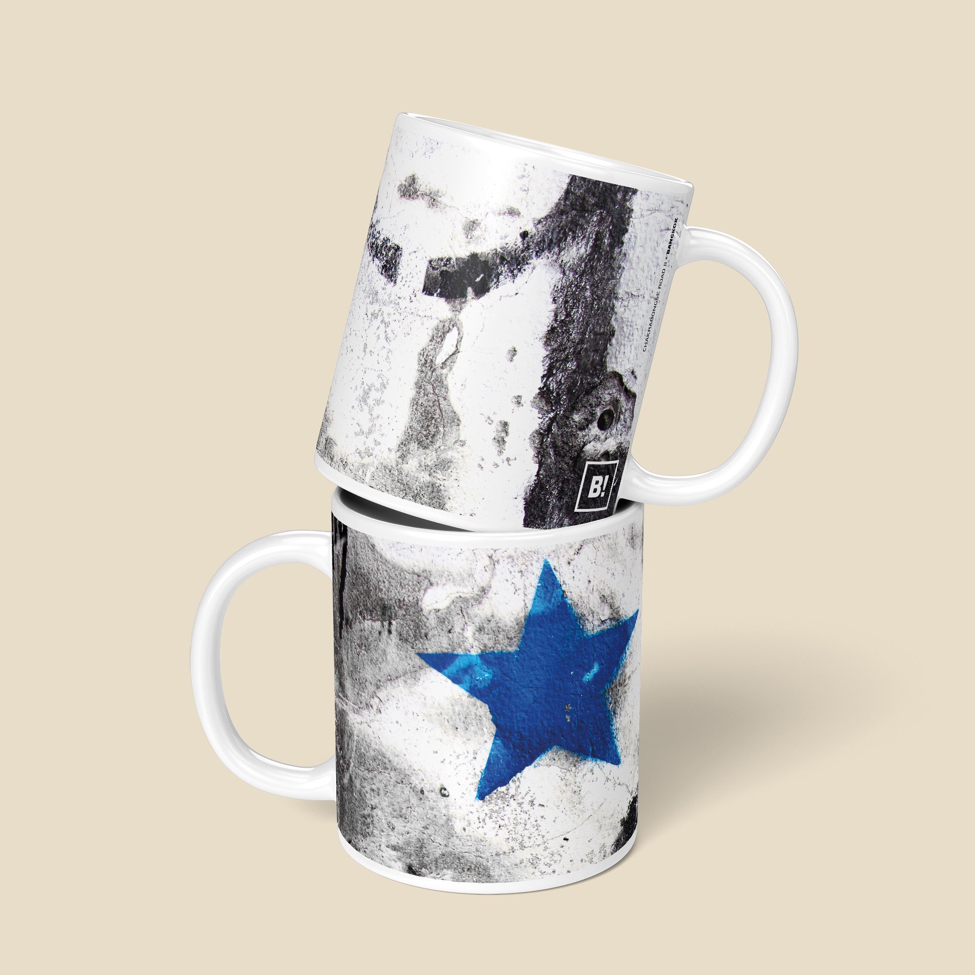 Be inspired by our Urban Art Coffee Mug "Chakrabongse Road - No2" from Bangkok. This mug features an 11oz size with a front and back view.