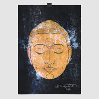 Golden Buddha Head Art Print – Vintage Meditation Wall Decor