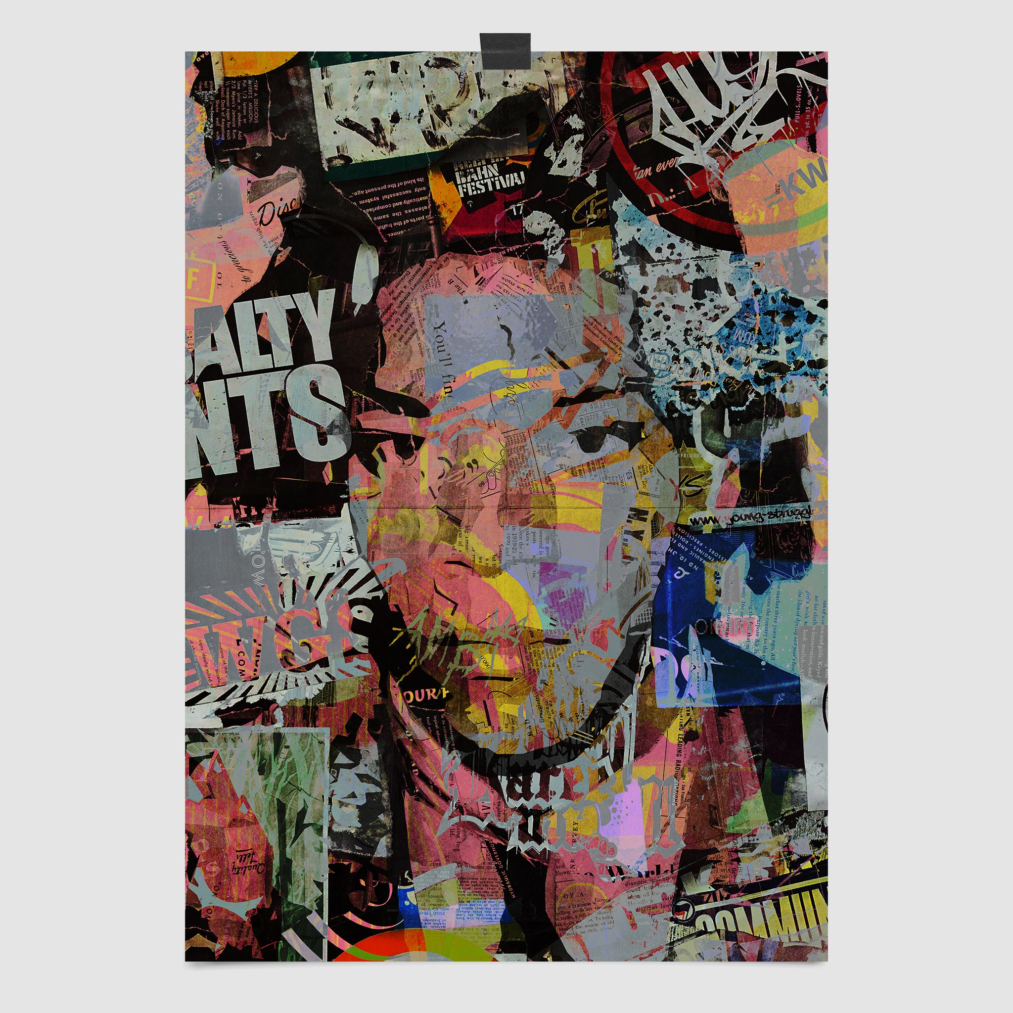 Iconic Jean-Michel Basquiat Street Art Portrait Art Print featuring bold colors, raw energy, and a vivid tribute to the legendary artist, printed on premium matte paper.