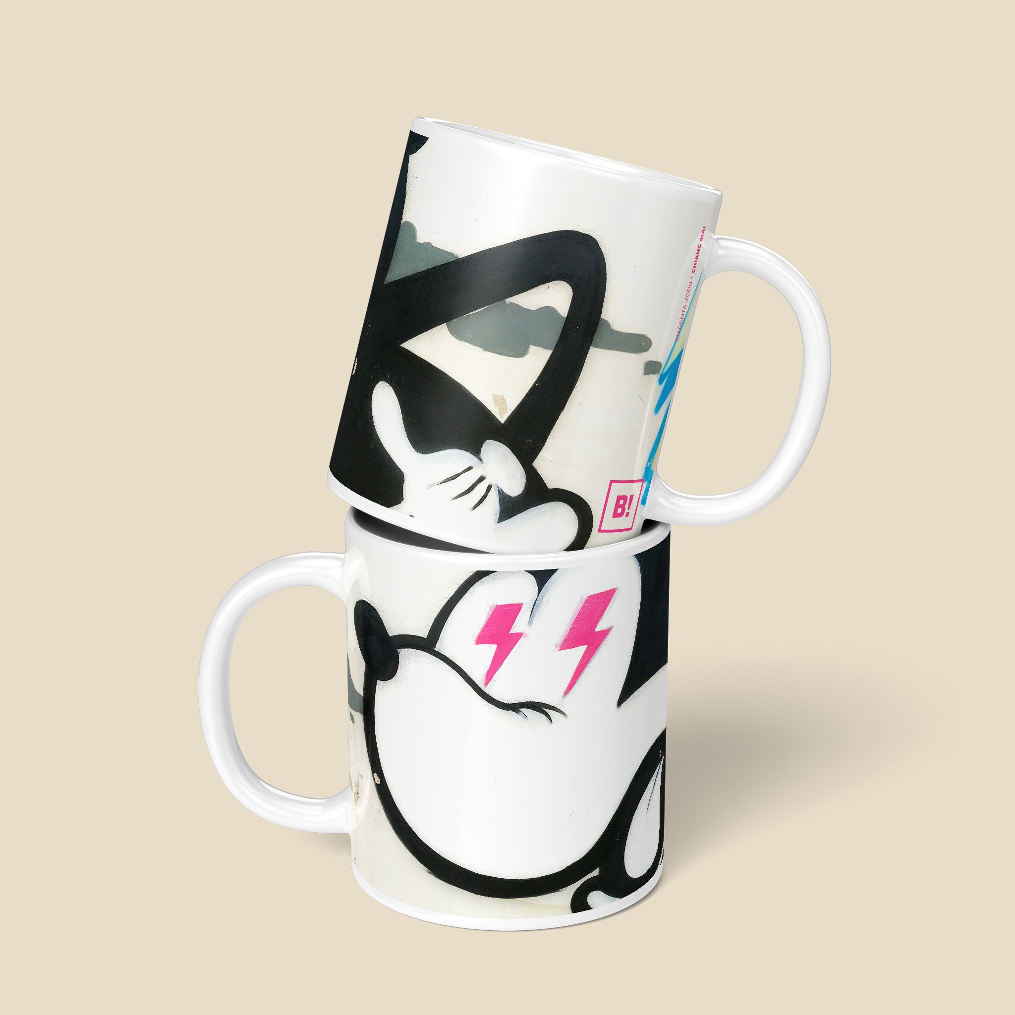 Be inspired by our Urban Art Coffee Mug "Magenta 2000" from Bangkok. This mug features an 11oz size with a front and back view.