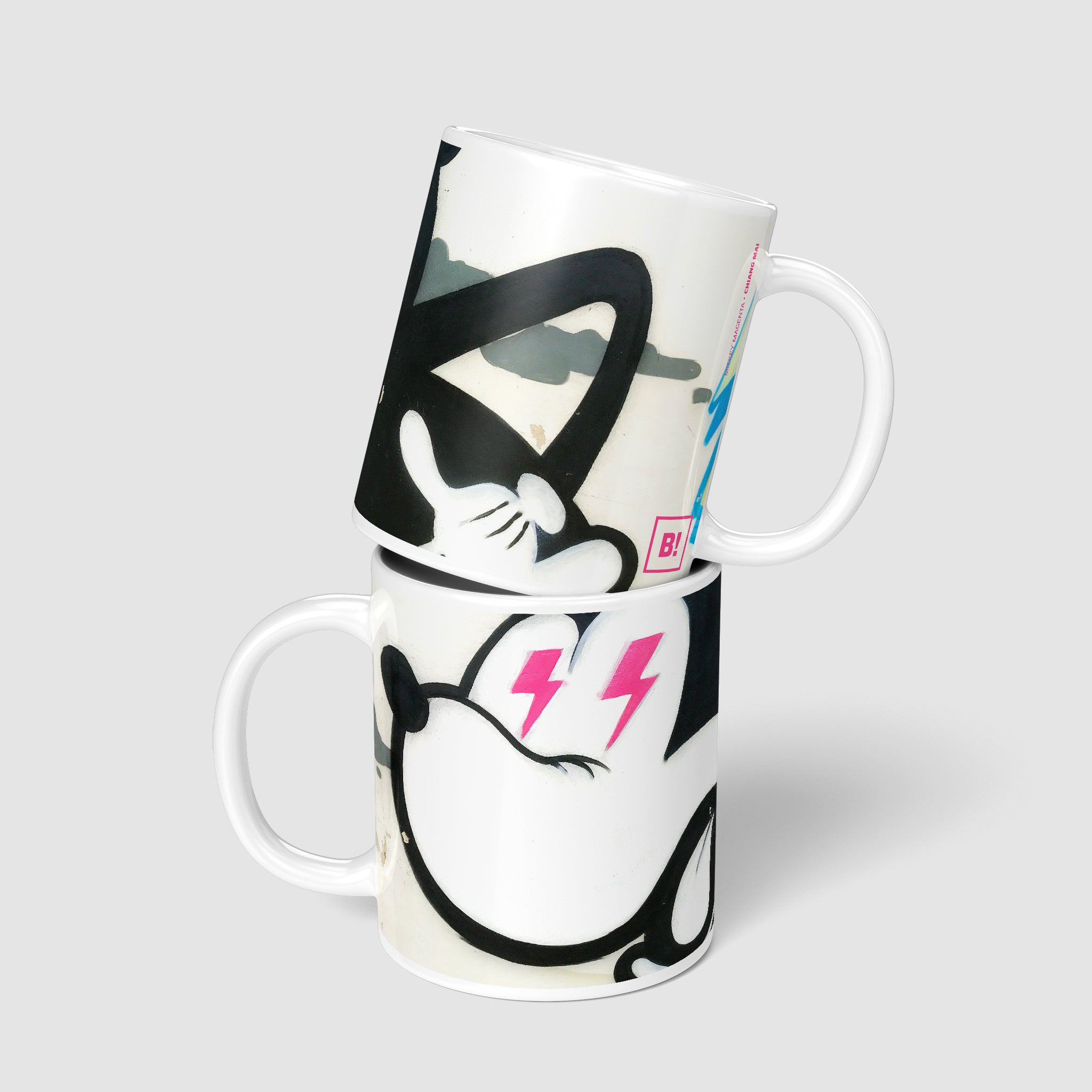 Mickey Magenta coffee mug with vibrant magenta tones and urban art style from Chiang Mai.