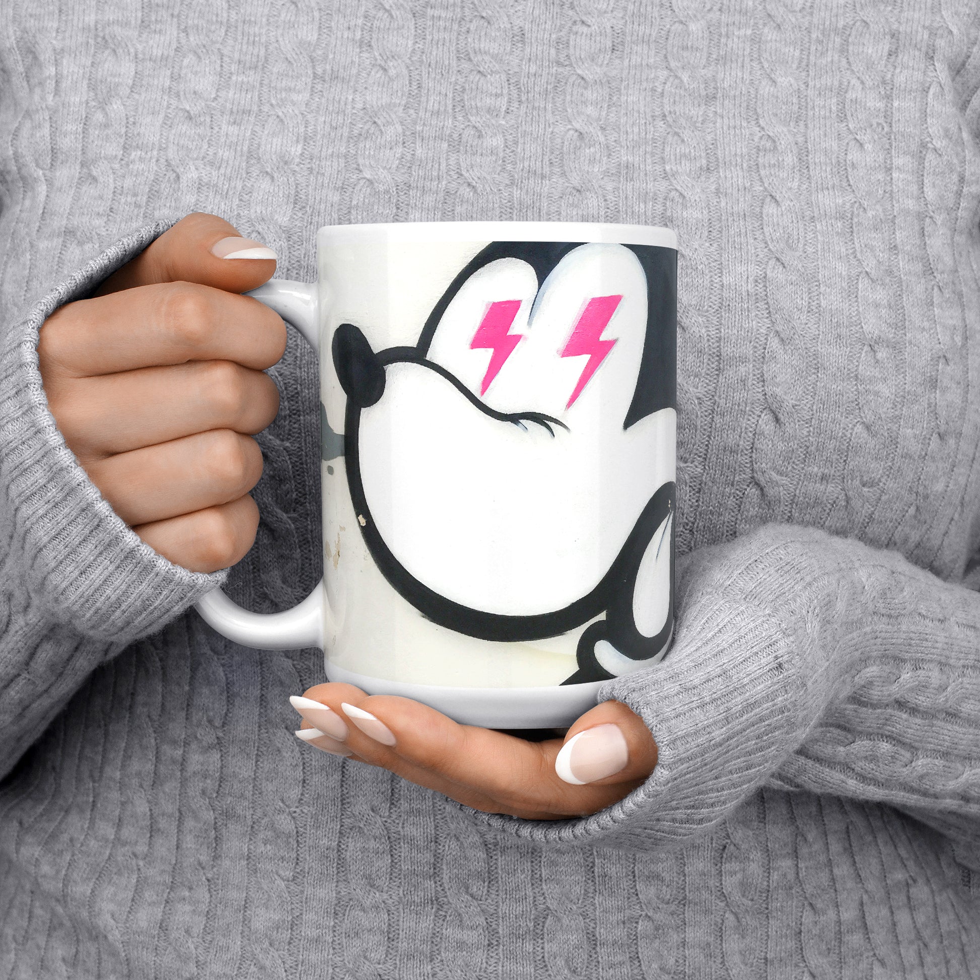 Mickey Magenta coffee mug with vibrant magenta tones and urban art style from Chiang Mai.