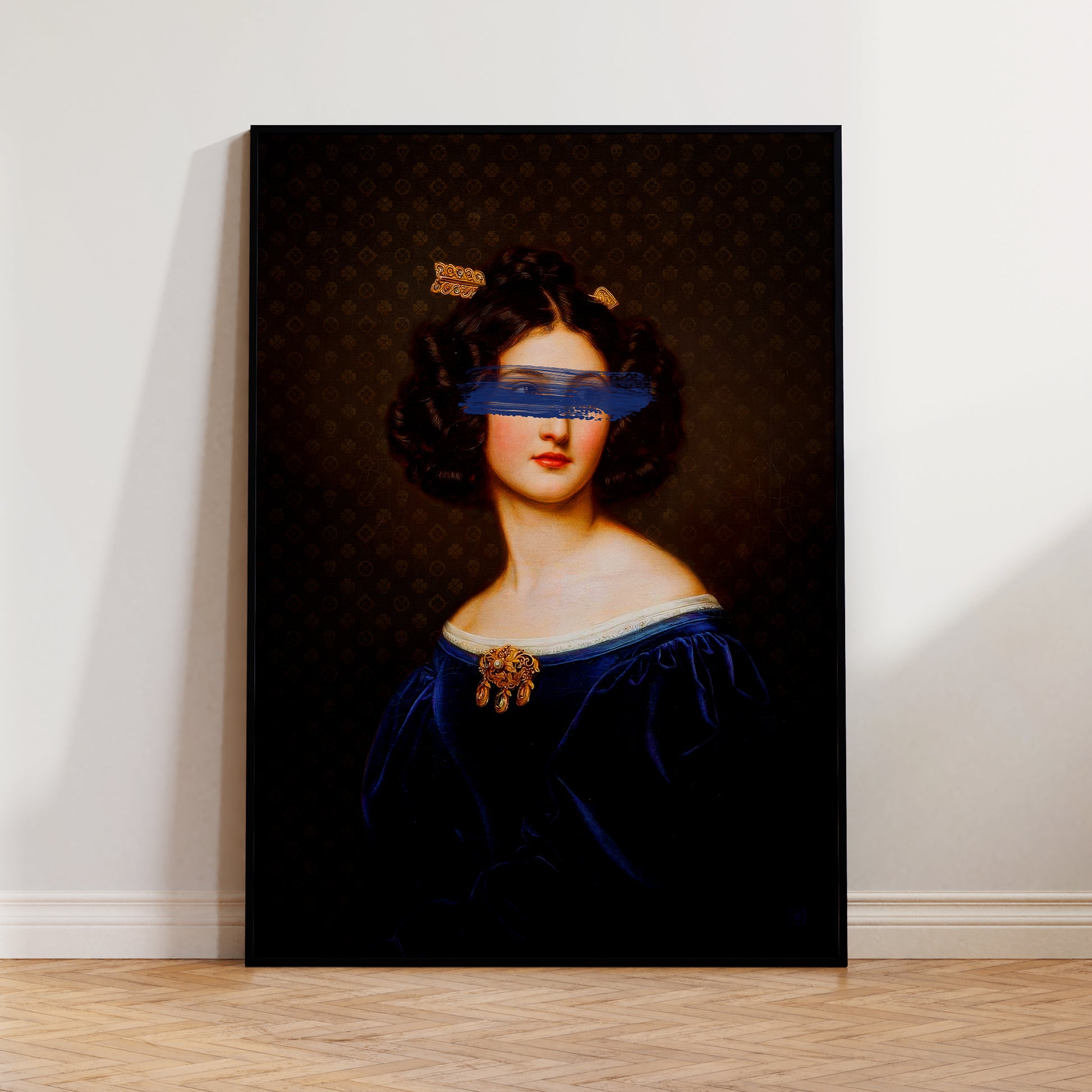 Be inspired by our "Dark and Moody Portrait of Nanette" art print! This artwork has been printed using the giclée process on archival acid-free paper and is elegantly displayed in a modern black frame, highlighting its timeless beauty in every detail.