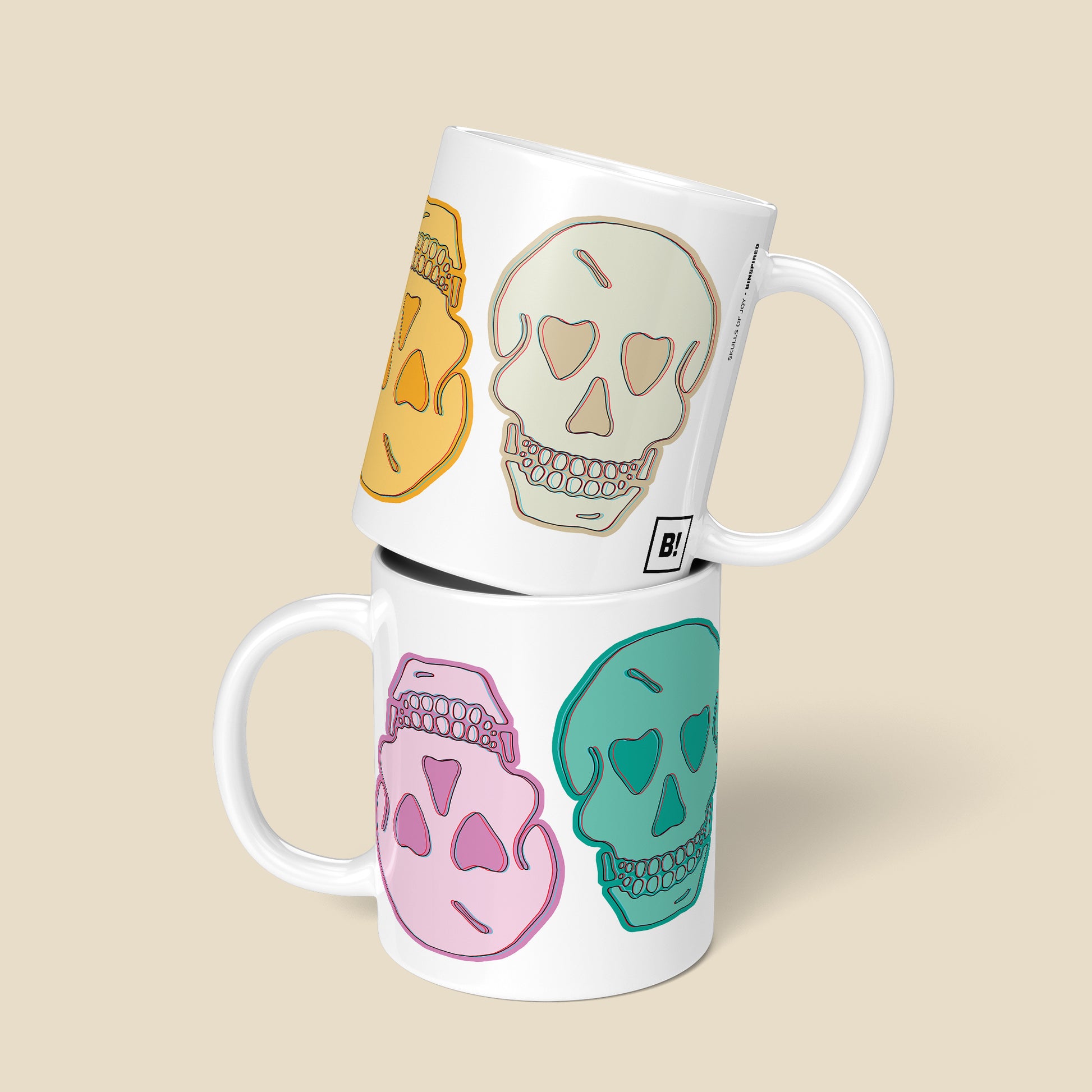 Be inspired by our "Skulls Of Joy" Coffee Mug.Featuring a front and back view of the 11oz mug.