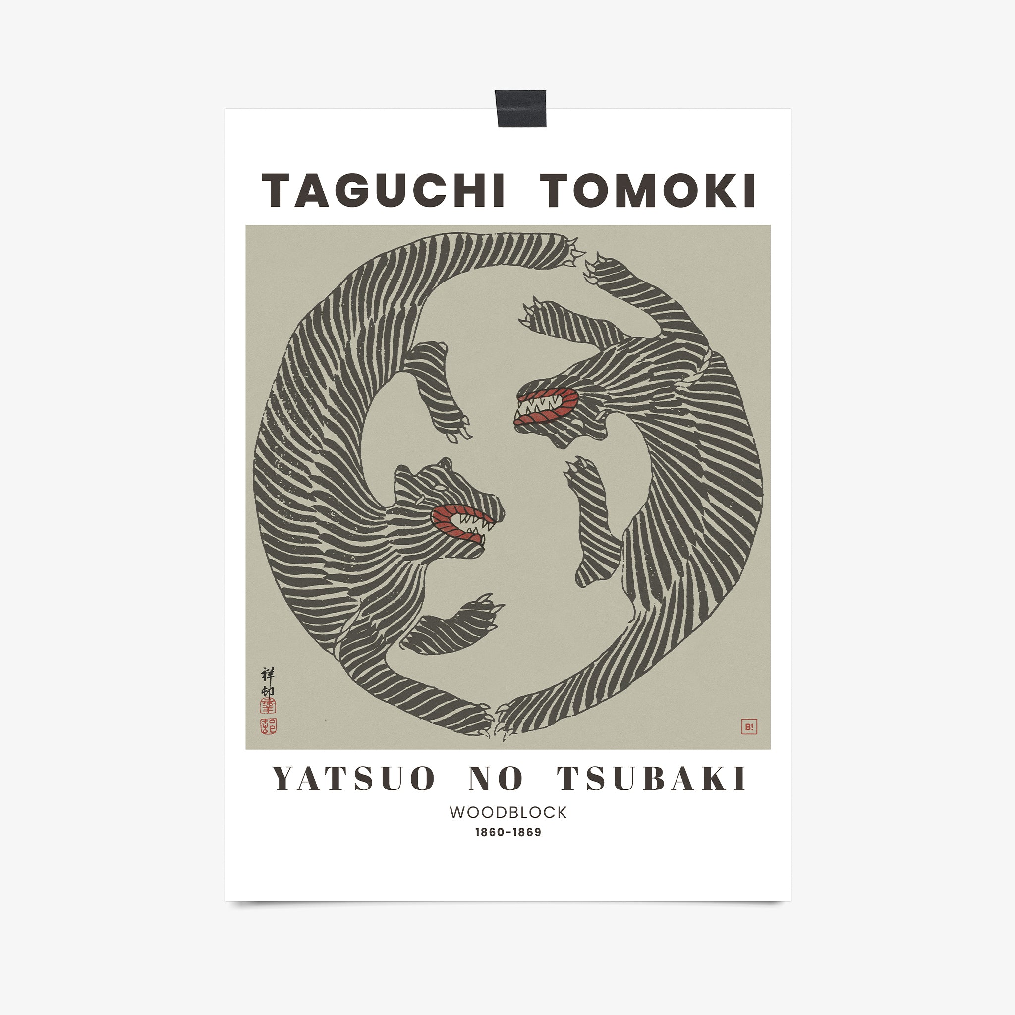 Be inspired by our remastered Taguchi Tomoki Woodblock Tigers Sage Green exhibition art print. This artwork was printed using the giclée process on archival acid-free paper that captures its timeless beauty in every detail.