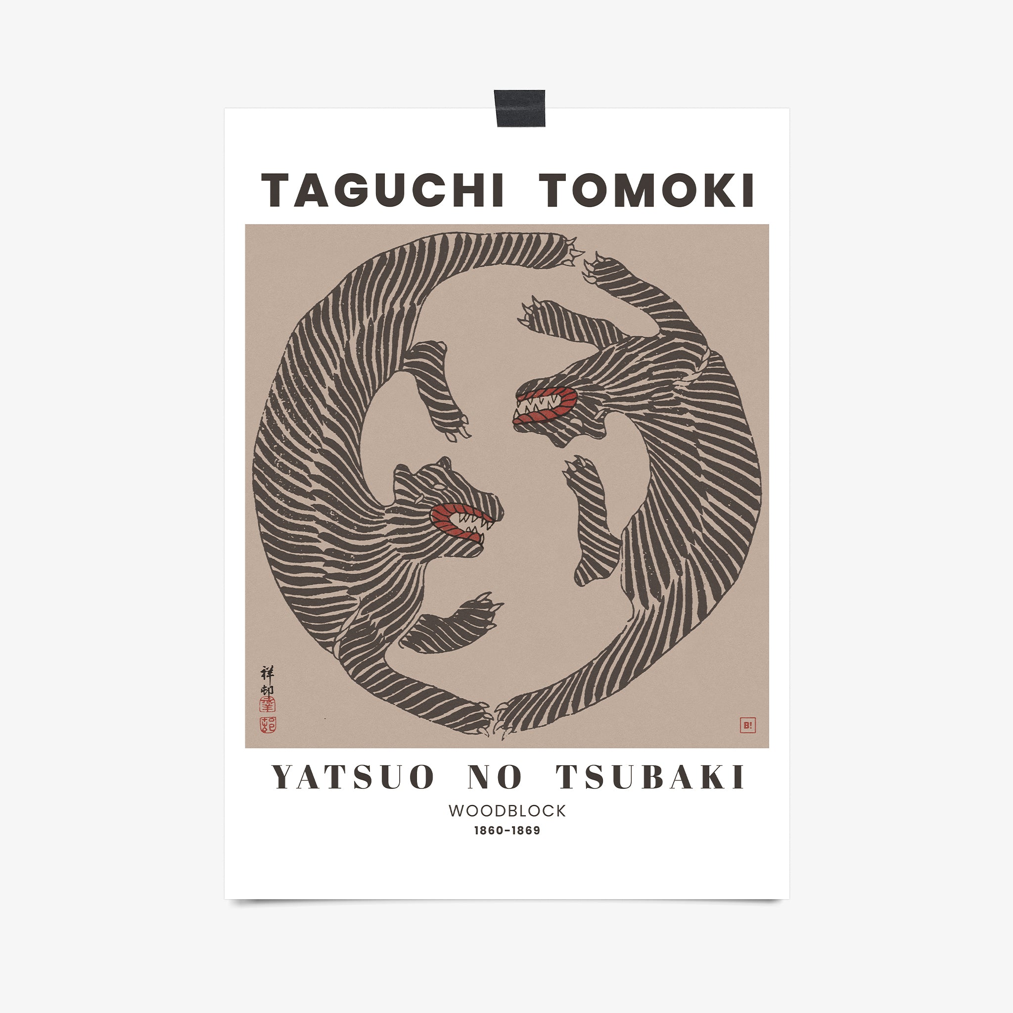Be inspired by our remastered Taguchi Tomoki Woodblock Tigers Terracotta exhibition art print. This artwork was printed using the giclée process on archival acid-free paper that captures its timeless beauty in every detail.