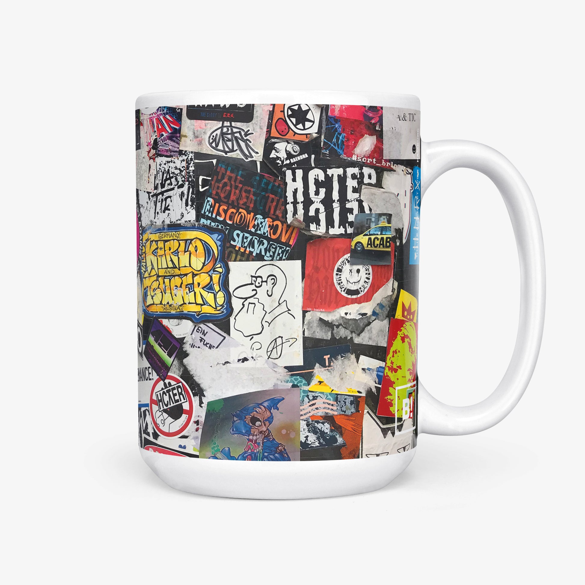 Be inspired by our Urban Art Coffee Mug – To Live And Let Live - No2 from Hamburg. Featuring a 15oz size with the handle on the right. The urban billboard design lends an authentic urban feel to the mug, making it resemble a piece of street art itself.