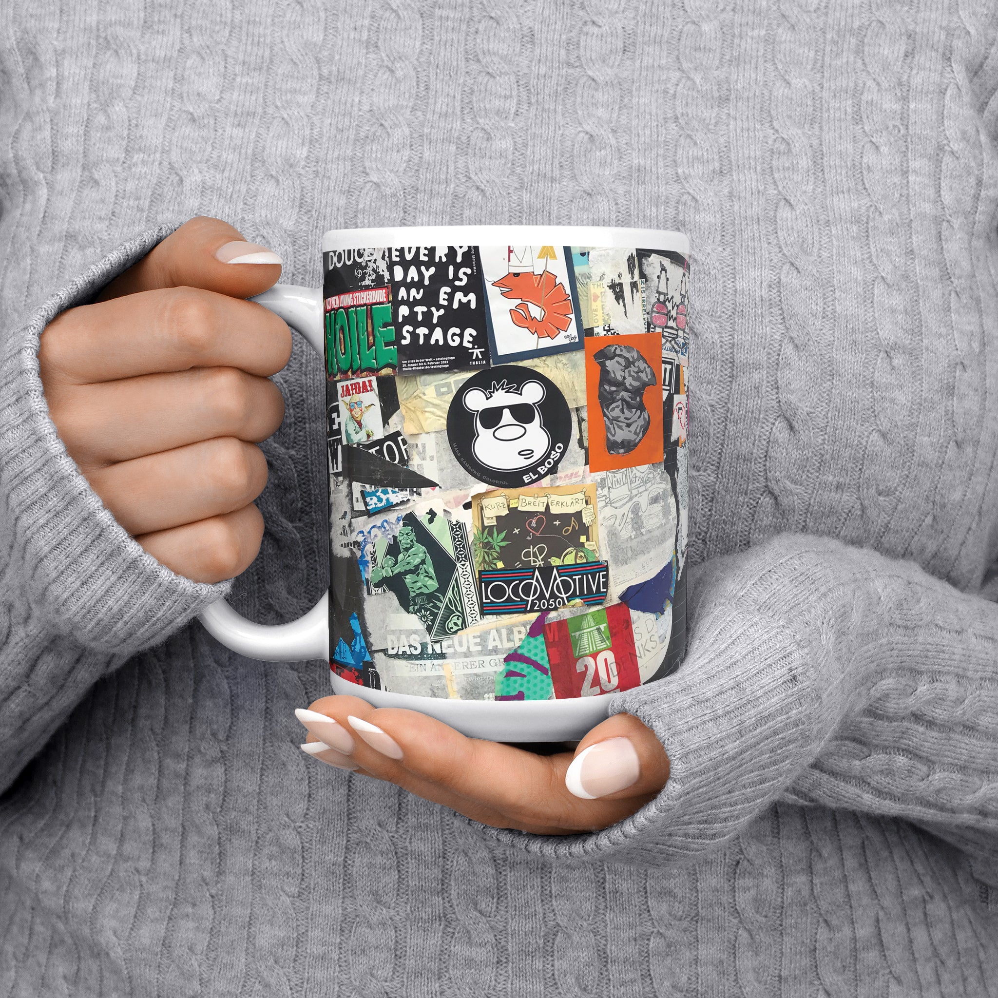 Be inspired by our Urban Art Coffee Mug – To Live And Let Live - No2 from Hamburg. Featuring a 15oz size with the handle on the left. The urban billboard design lends an authentic urban feel to the mug, making it resemble a piece of street art itself.