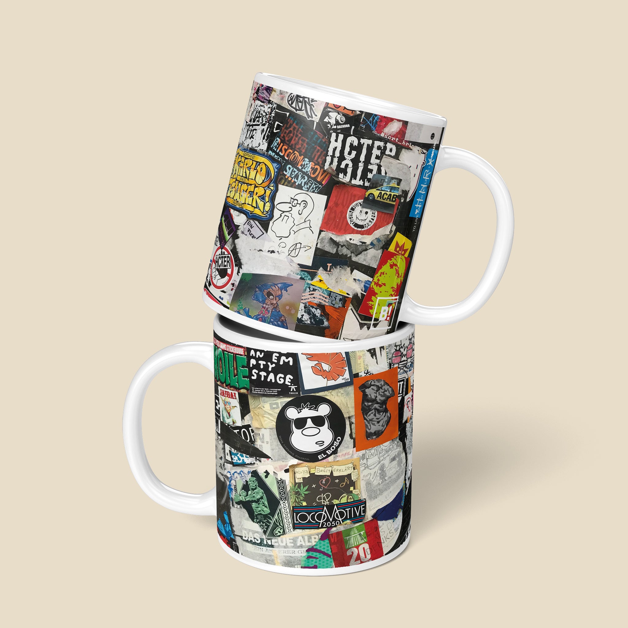 Be inspired by our Urban Art Coffee Mug – To Live And Let Live - No2 from Hamburg. Featuring a front and back view of the 11oz mug. The urban billboard design lends an authentic urban feel to the mug, making it resemble a piece of street art itself.