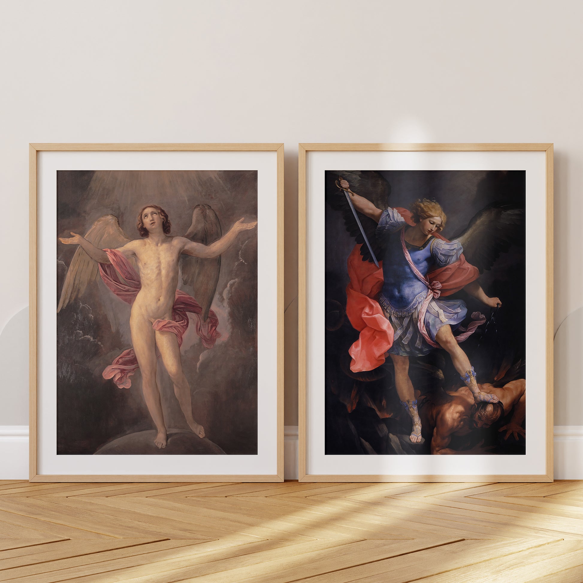 Be inspired by our classic art print Blessed Soul by Guido Reni. This artwork was printed using the giclée process on archival acid-free paper and is presented in a set of two oak frames with passe-partout that captures its timeless beauty in every detail.