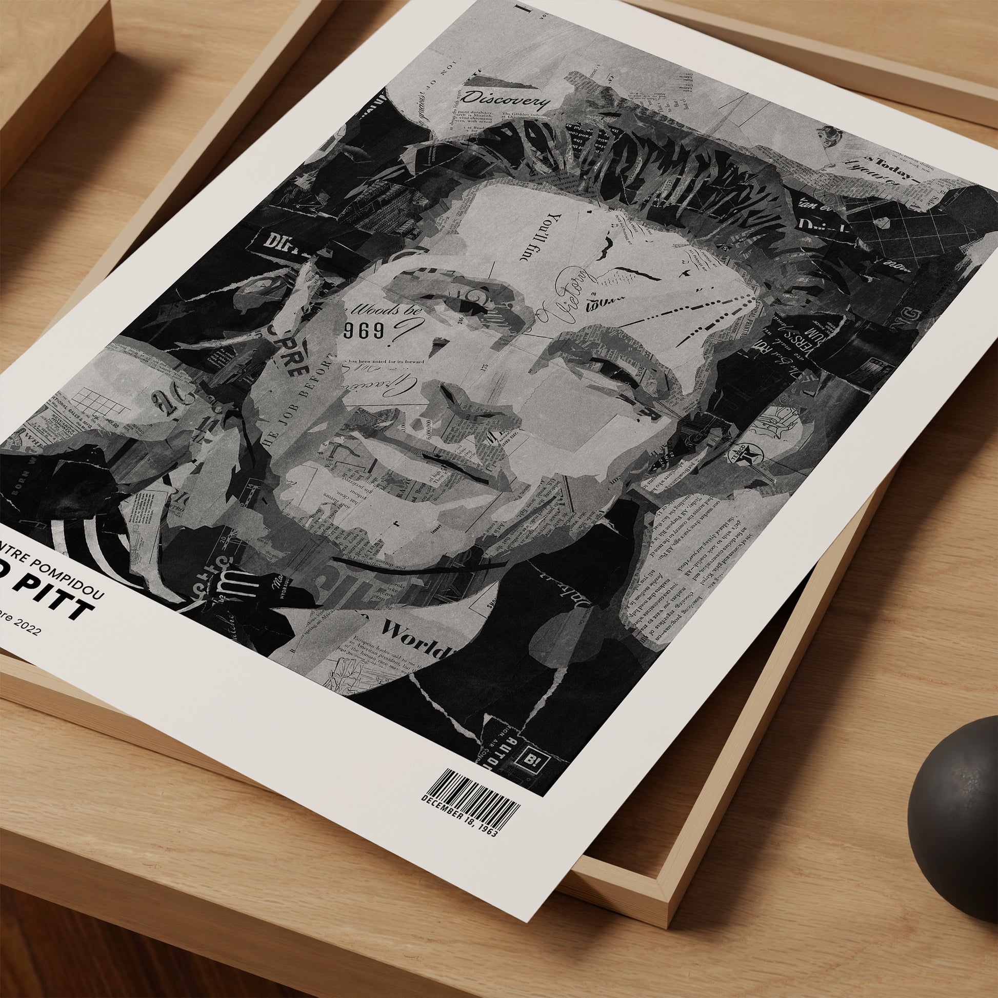 Be inspired by Iconic Brad Pitt Paris Centre Pompidou Exhibition Art Print. The artwork is presented as a print close up that captures its timeless beauty in every detail.