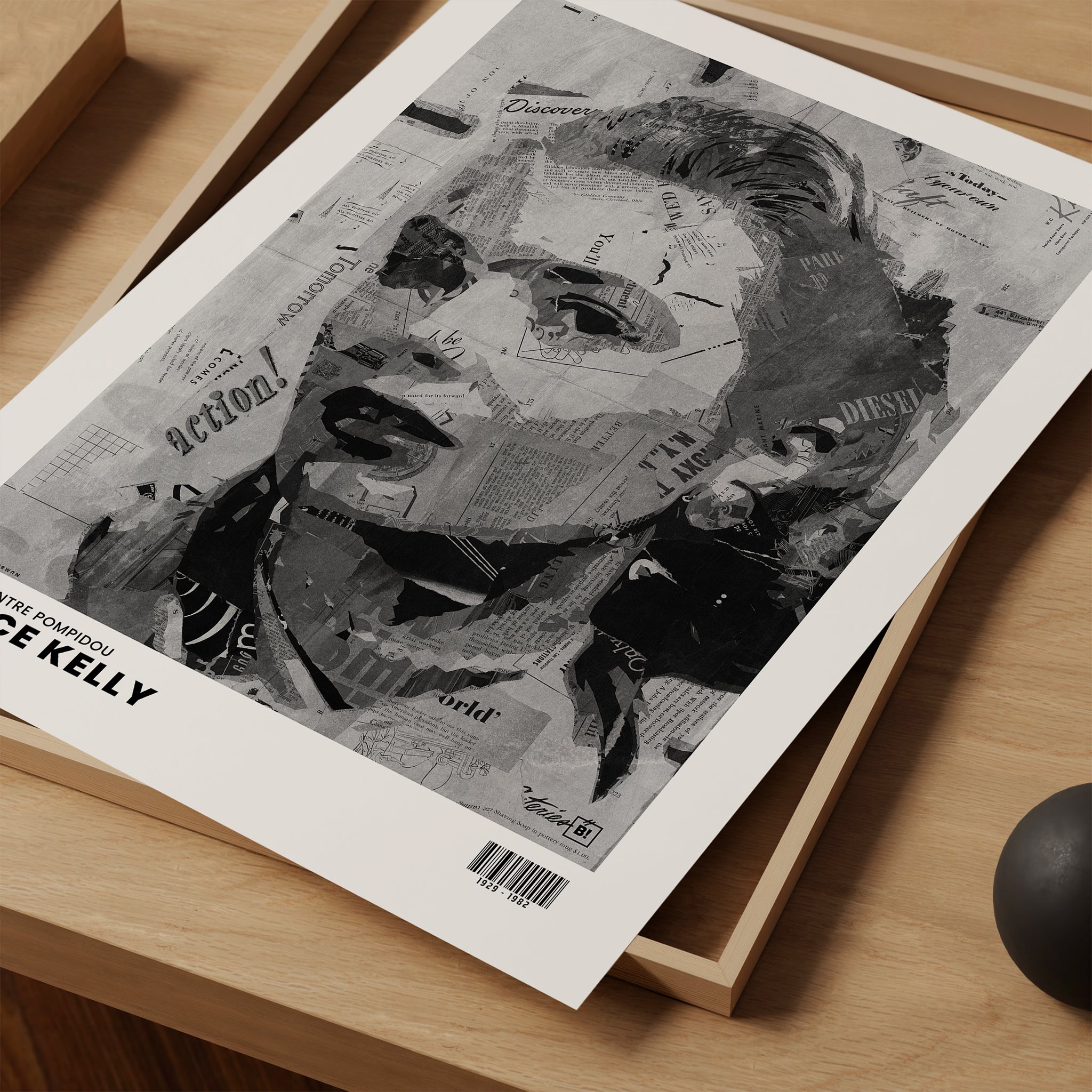 Be inspired by Iconic Grace Kelly Paris Centre Pompidou Exhibition Art Print. The artwork is presented as a print close up that captures its timeless beauty in every detail.
