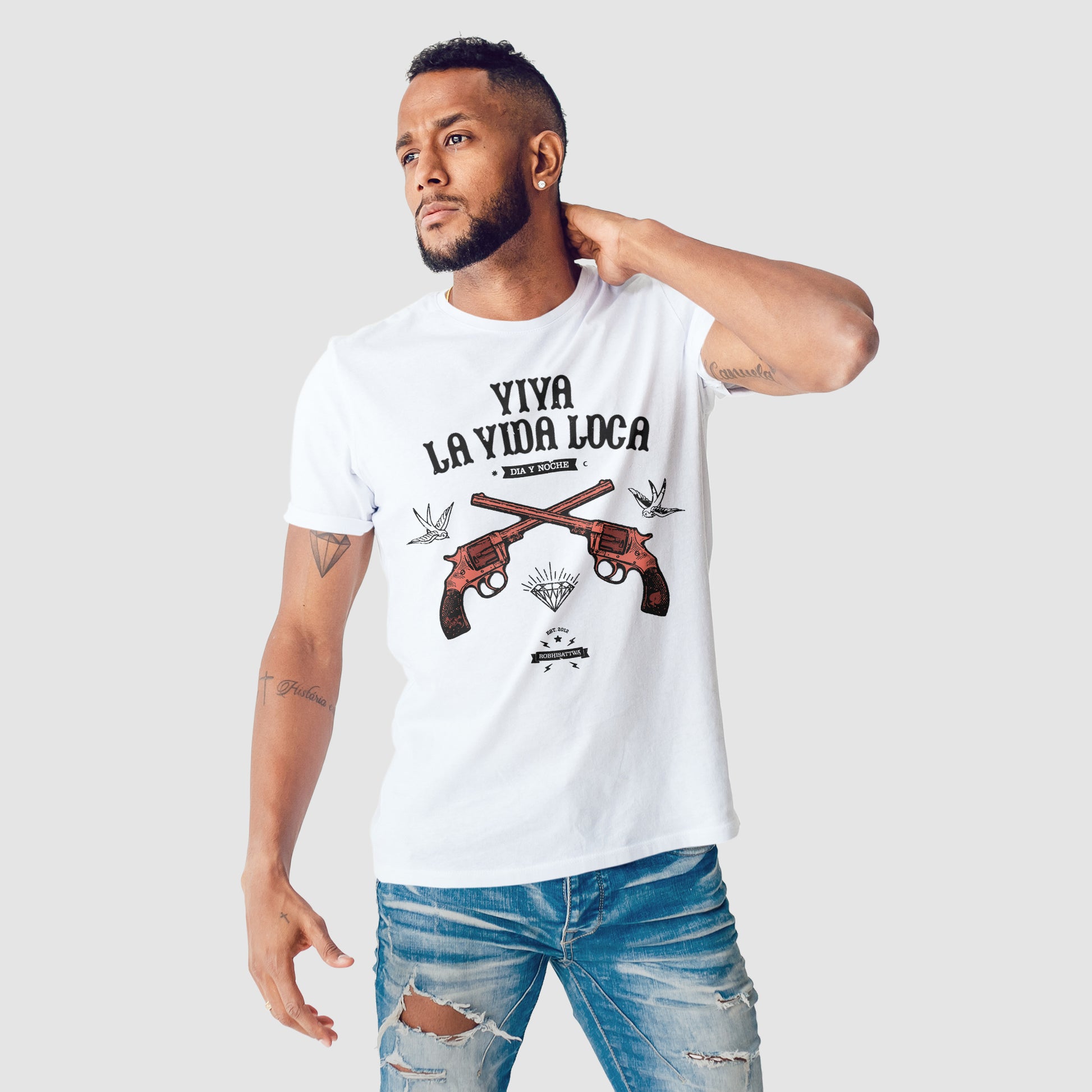 White Viva La Vida Loca T-Shirt by Robhisattwa