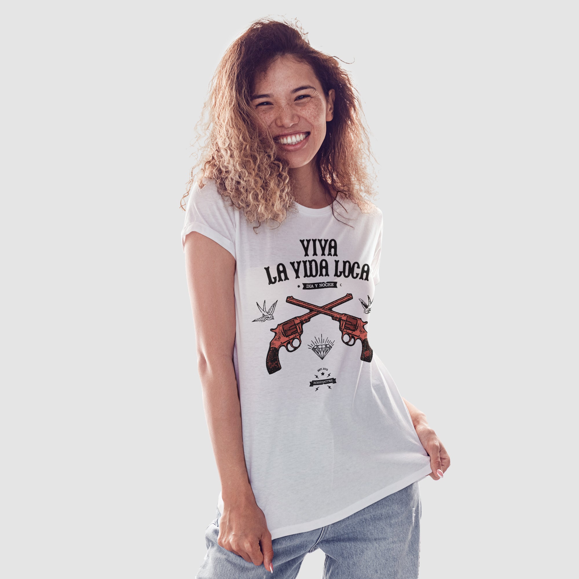 White Viva La Vida Loca T-Shirt by Robhisattwa