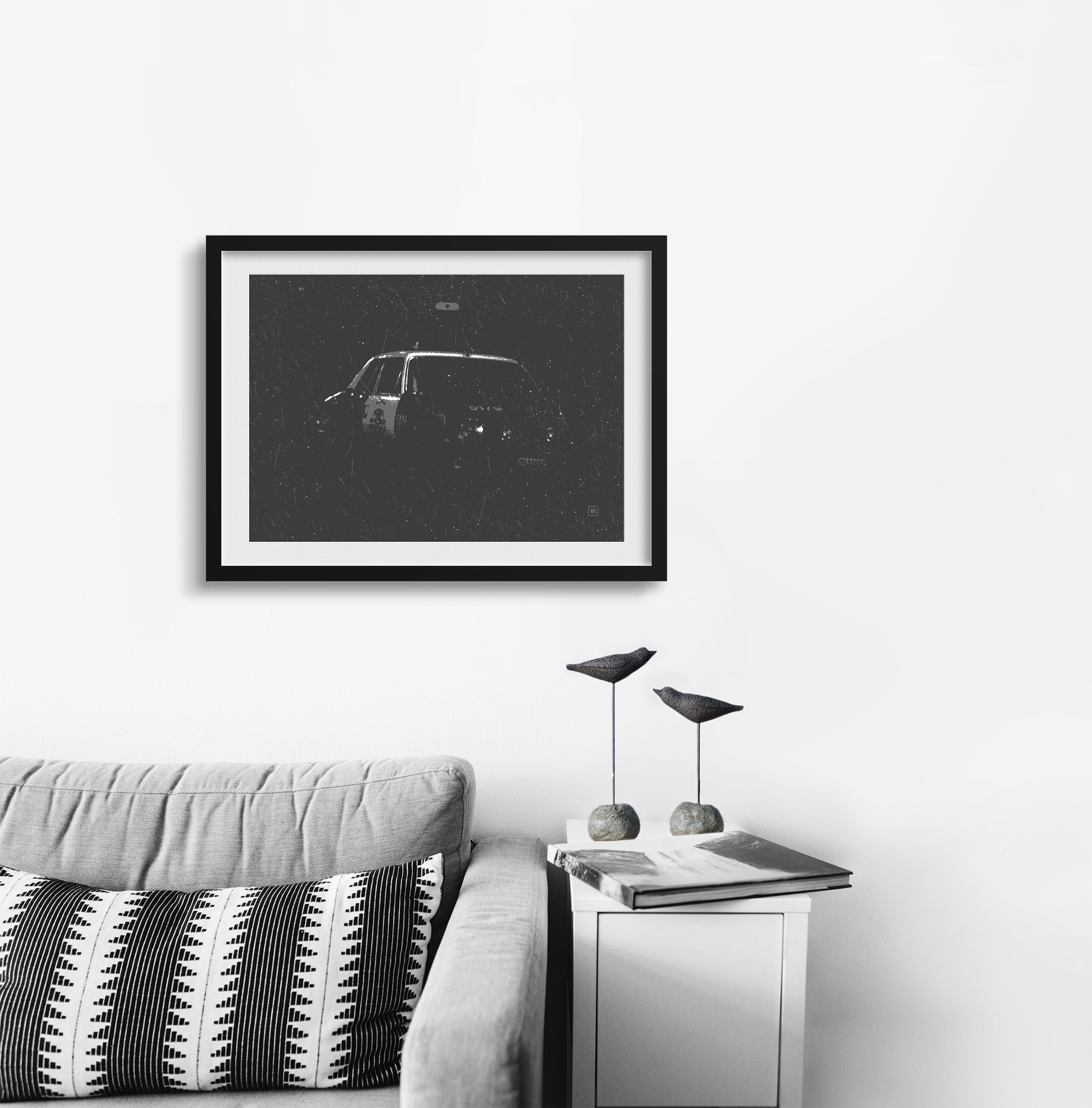 Be inspired by our black and white "5179" art print! This artwork has been printed using the giclée process on archival acid-free paper and is presented in a sleek black frame, showcasing its timeless beauty in every detail.