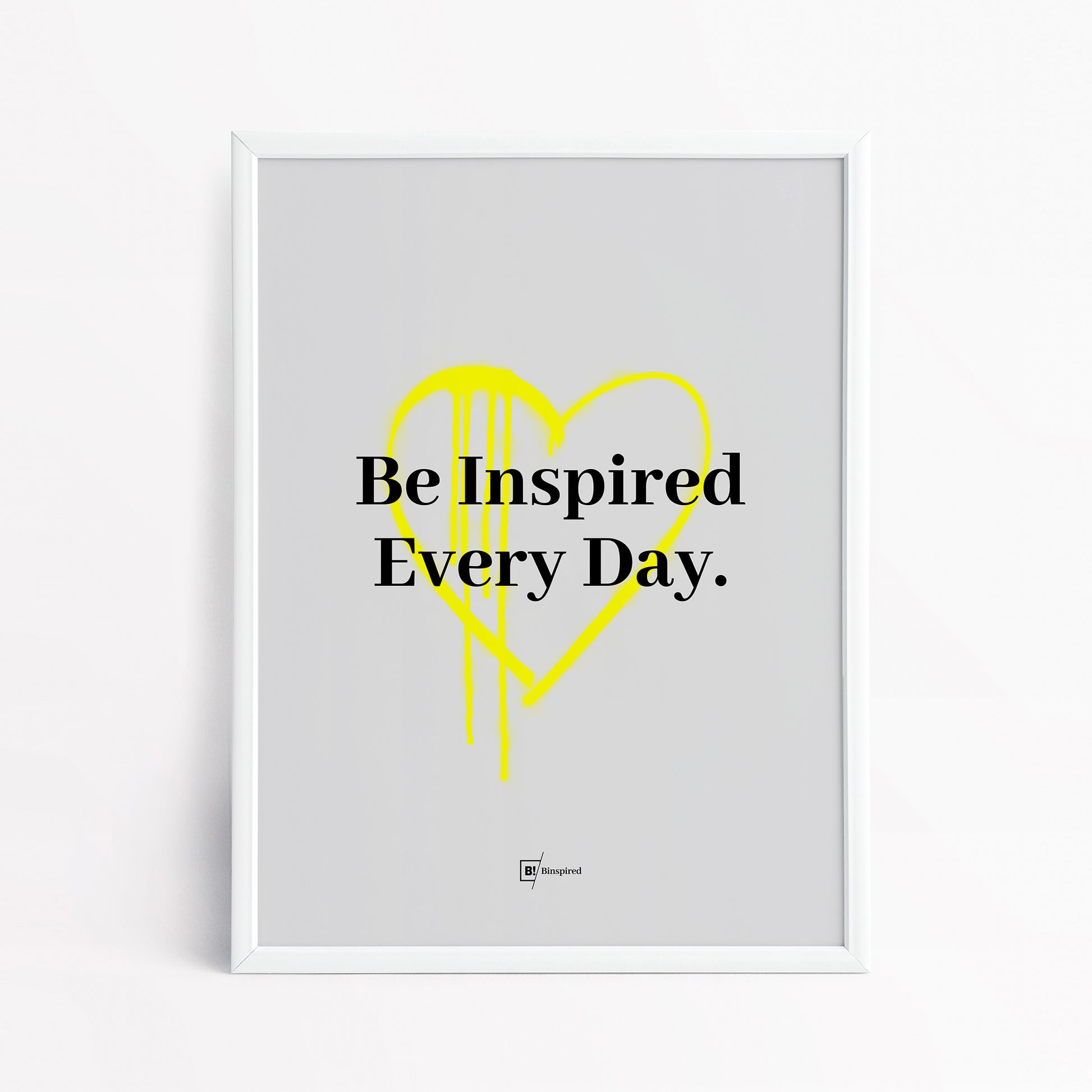 Be inspired by our "Be Inspired Every Day" quote art print! This artwork was printed using the giclée process on archival acid-free paper and is presented in a simple white frame that captures its timeless beauty in every detail.