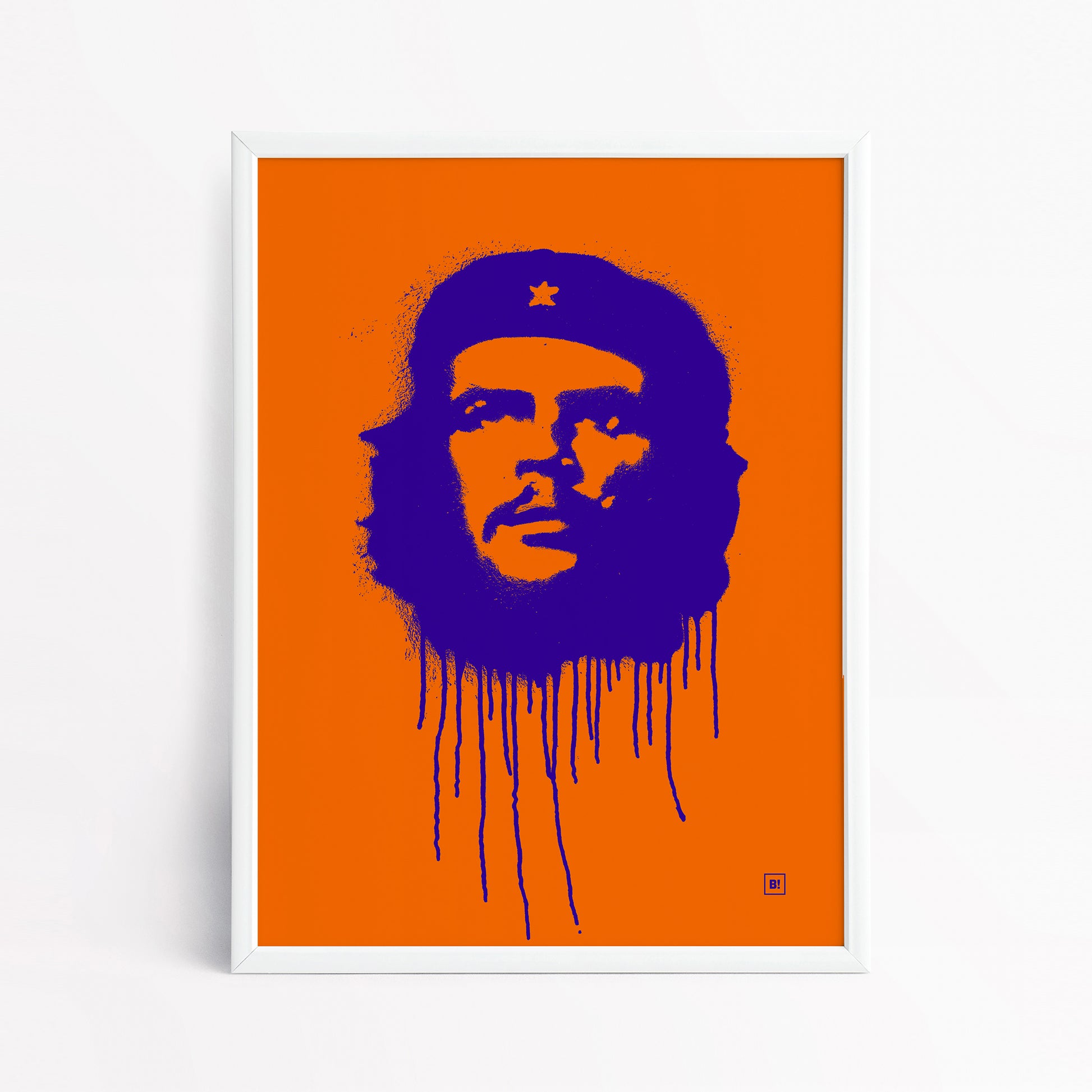 Be inspired by our pop navy "Ernesto Che Guevara" art print! This artwork has been printed using the giclée process on archival acid-free paper and is presented in a sleek white frame, showcasing its timeless beauty in every detail.