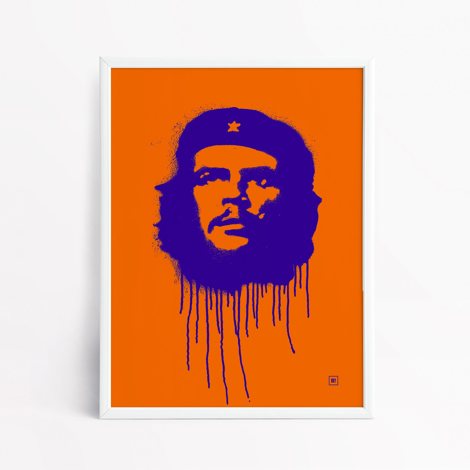 Be inspired by our pop navy "Ernesto Che Guevara" art print! This artwork has been printed using the giclée process on archival acid-free paper and is presented in a sleek white frame, showcasing its timeless beauty in every detail.