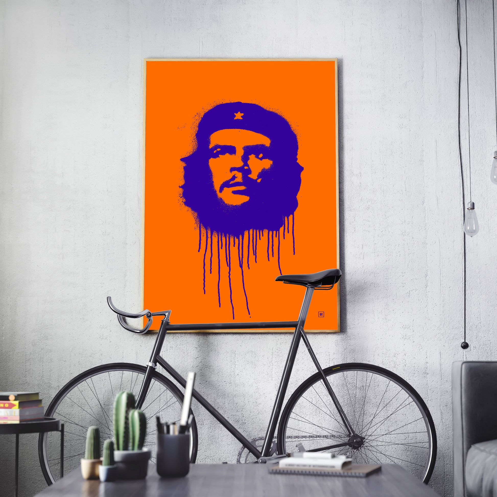 Be inspired by our pop navy "Ernesto Che Guevara" art print! This artwork was printed using the giclée process on archival acid-free paper and is presented in a thin oak frame, capturing its timeless beauty in every detail.
