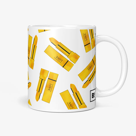 Be inspired by our "Golden Lipsticks" Pop Art Coffee Mug. Featuring a 11oz size with the handle on the right. 