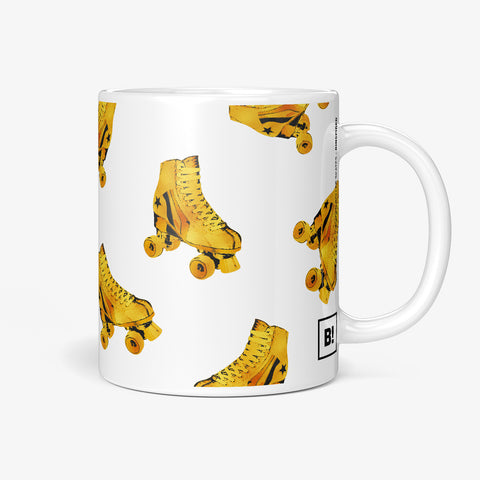 Be inspired by our "Golden Roller Skates" Pop Art Coffee Mug. Featuring a 11oz size with the handle on the right. 