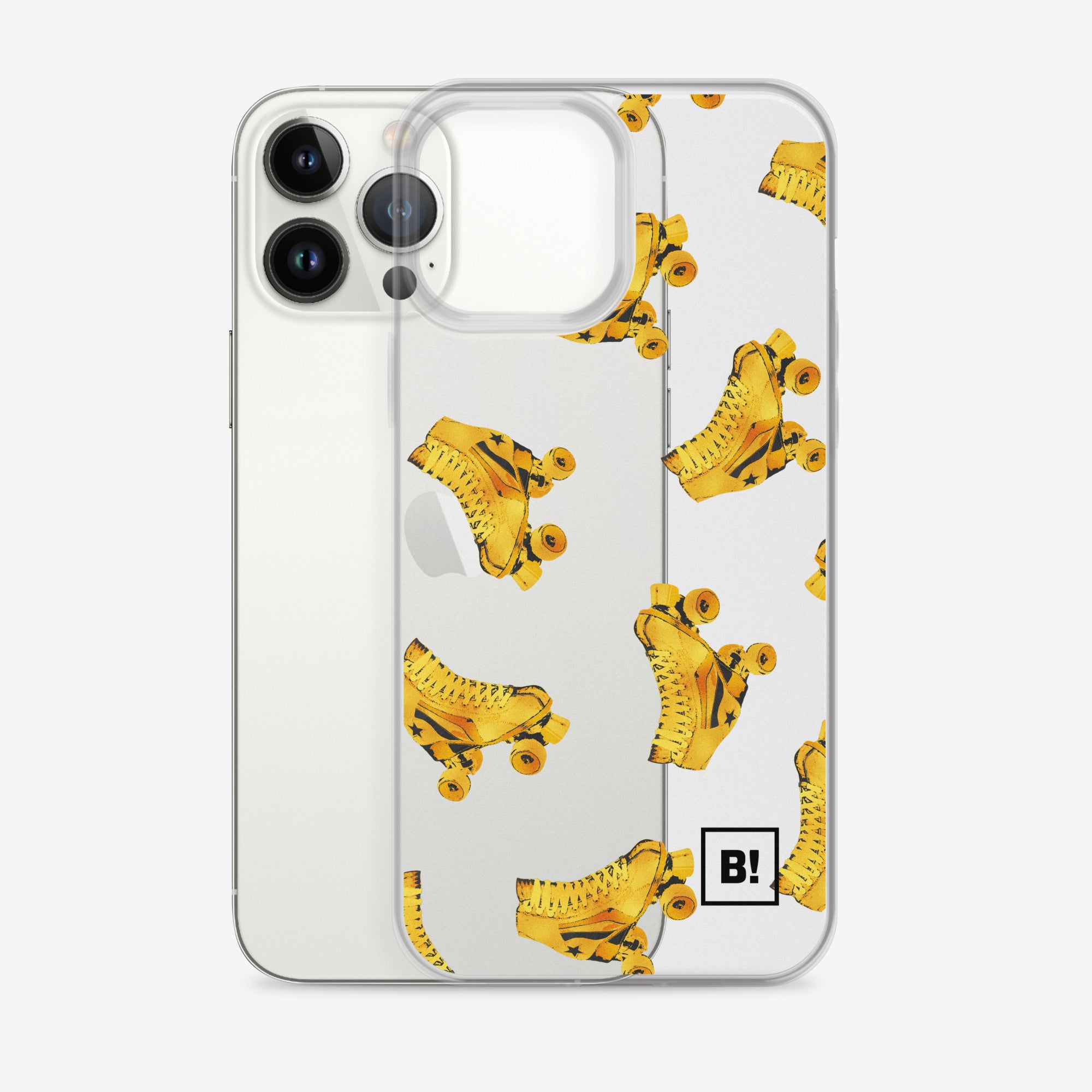 Binspired Golden Roller Skates Pop Art iPhone 13 Pro Max Clear Case with Phone