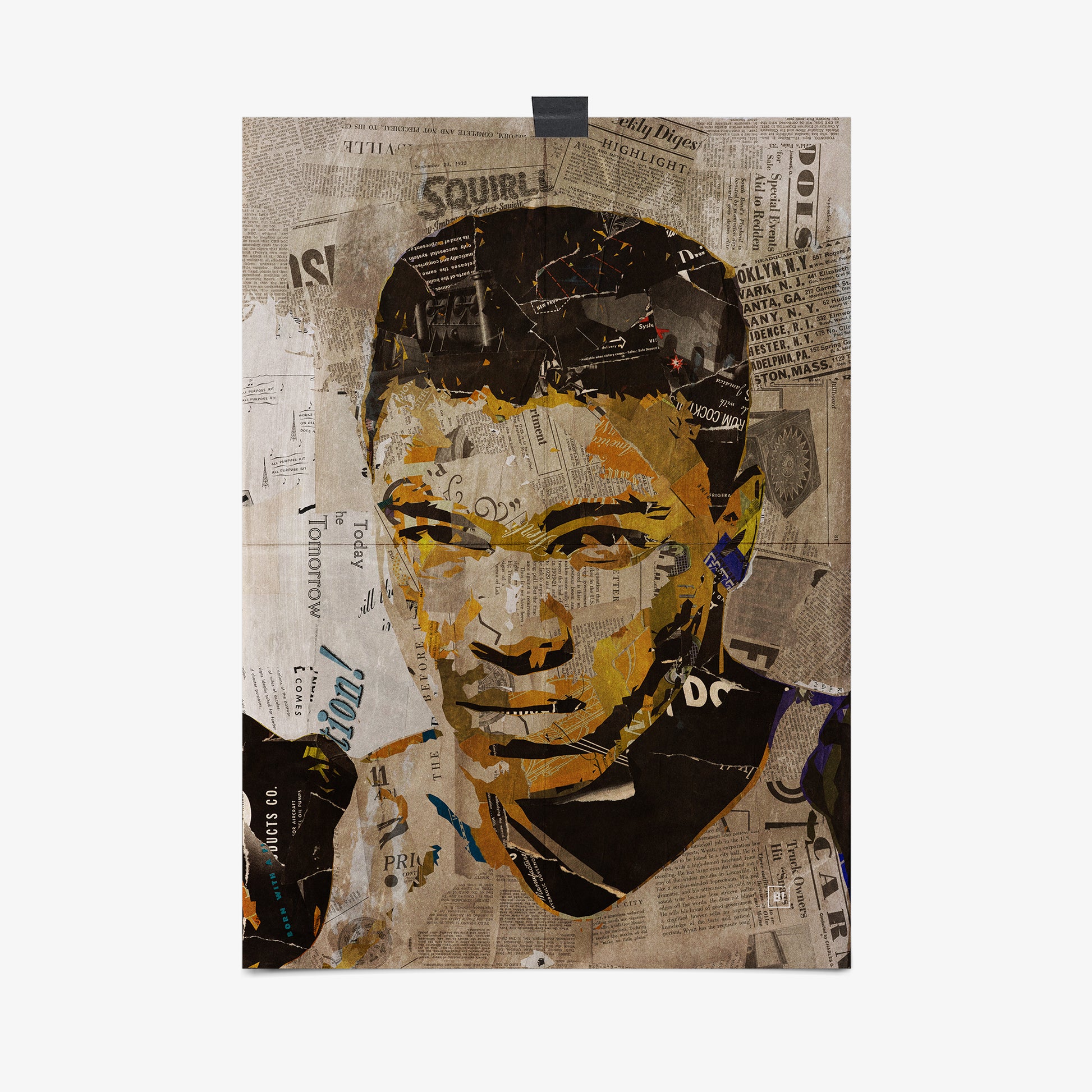 Be inspired by our iconic collage portrait art print of Muhammad Ali. This artwork was printed using the giclée process on archival acid-free paper, capturing its timeless beauty in every detail.