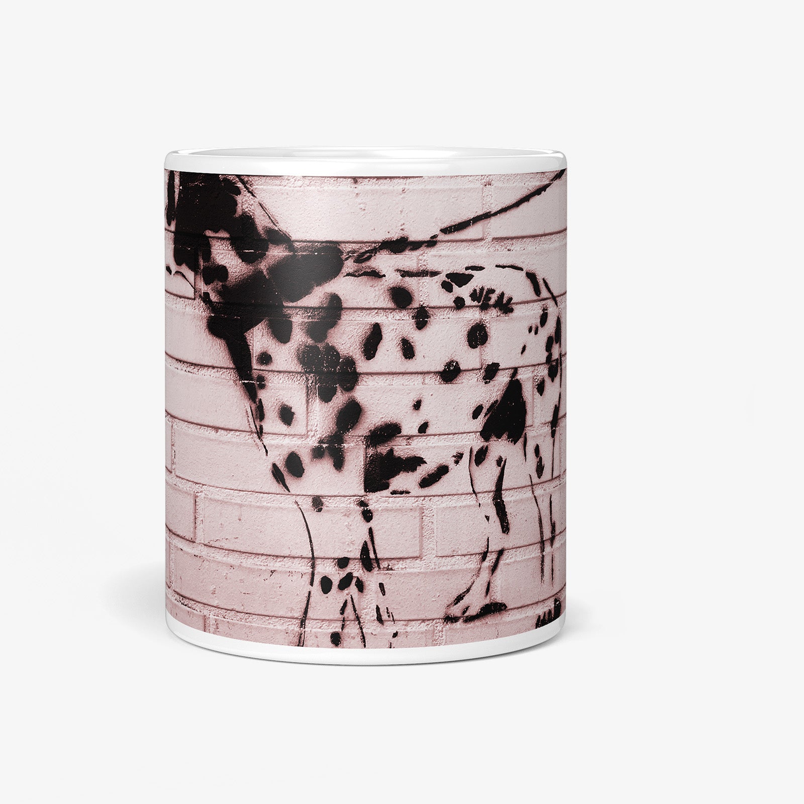 Be inspired by our Urban Art Coffee Mug "Pink Dalmatian" from Hamburg. This mug features an 11oz size with a front view.