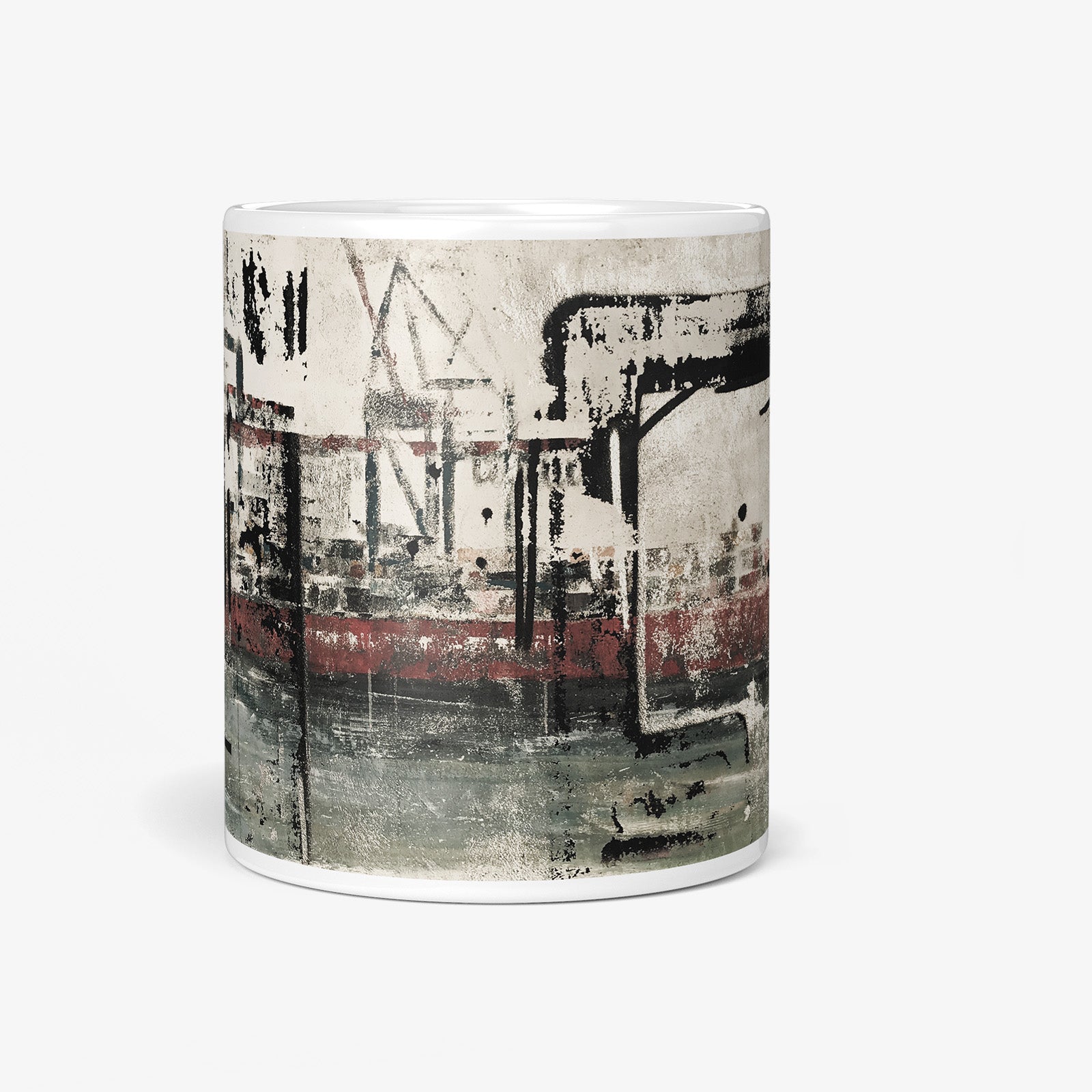 Be inspired by our Urban Art Coffee Mug "Port of Dreams" from Hamburg. This mug features an 11oz size with a front view.