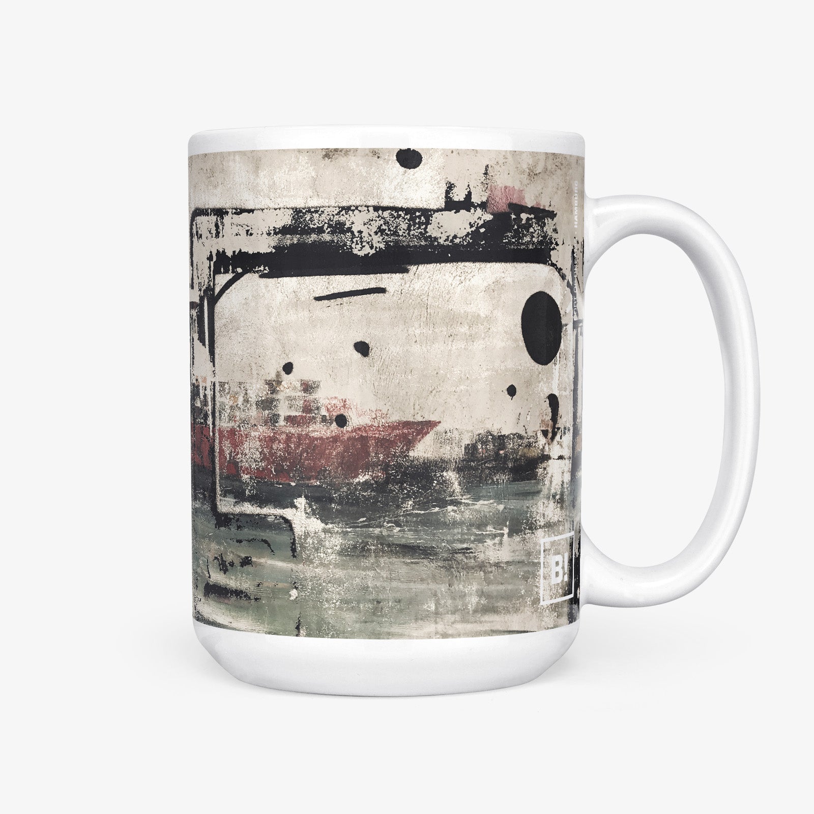 Be inspired by our Urban Art Coffee Mug "Port of Dreams" from Hamburg. This mug features an 15oz size with the handle on the right.