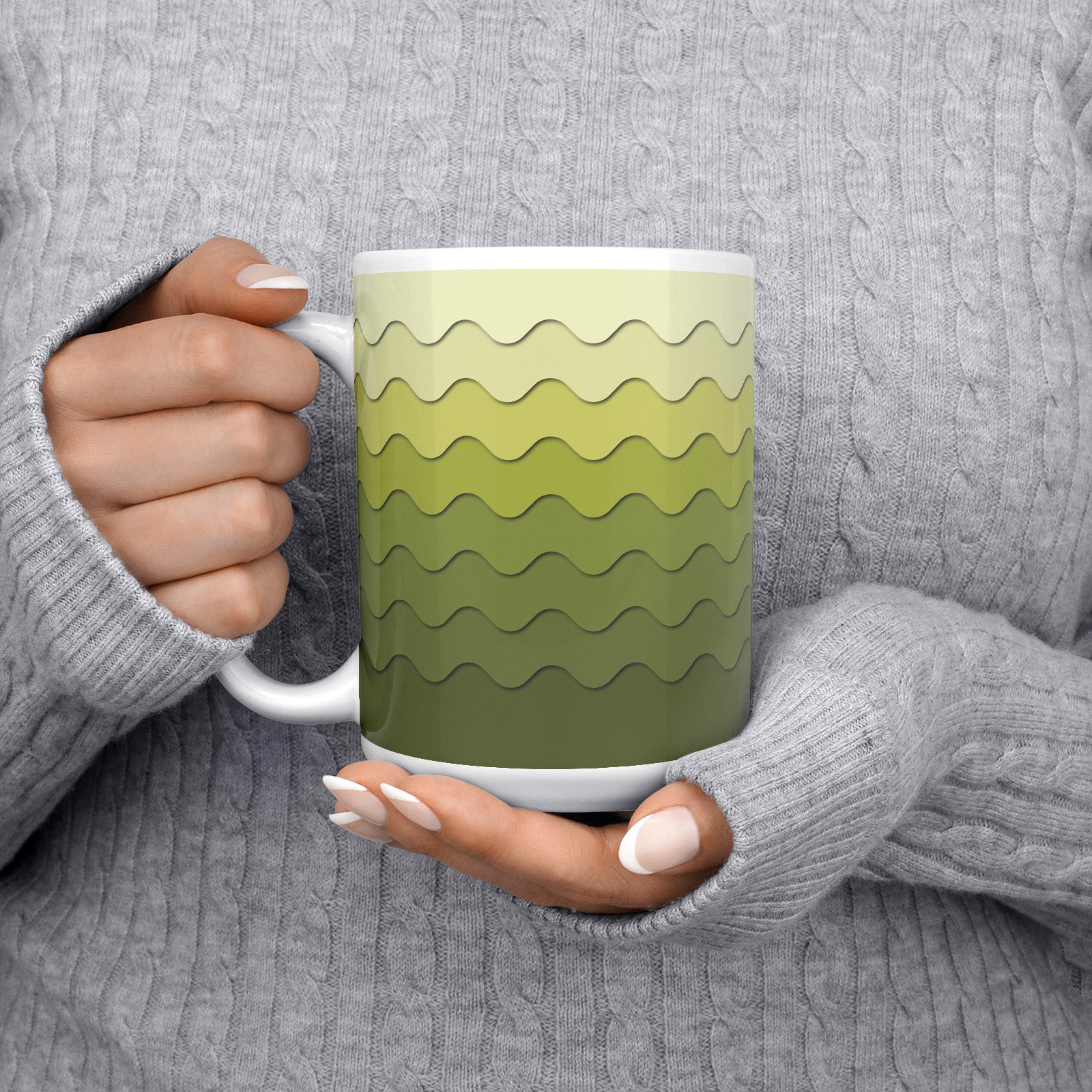 Be inspired by our "Retro Waves" Alpine Coffee Mug. Featuring a 15oz size with the handle on the left.