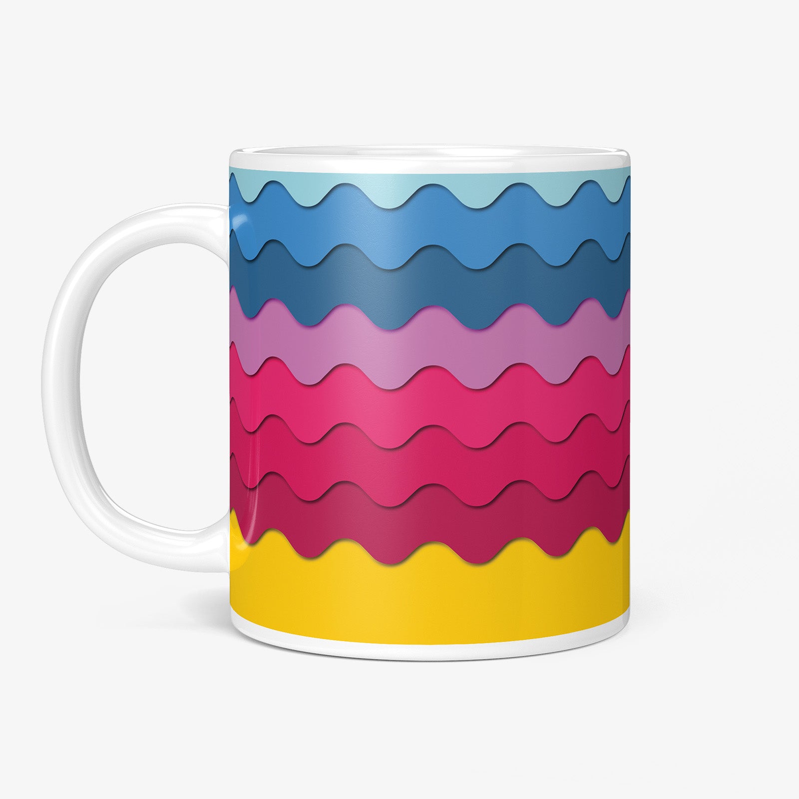 Be inspired by our "Retro Waves" Bonbon Coffee Mug. Featuring a 11oz size with the handle on the left.