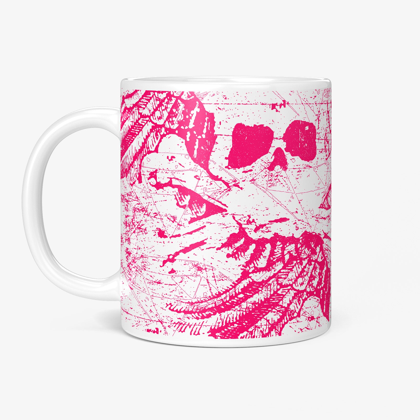 Be inspired by our "Skulls And Wings" Neon Red Coffee Mug. Featuring a 11oz size with the handle on the left.