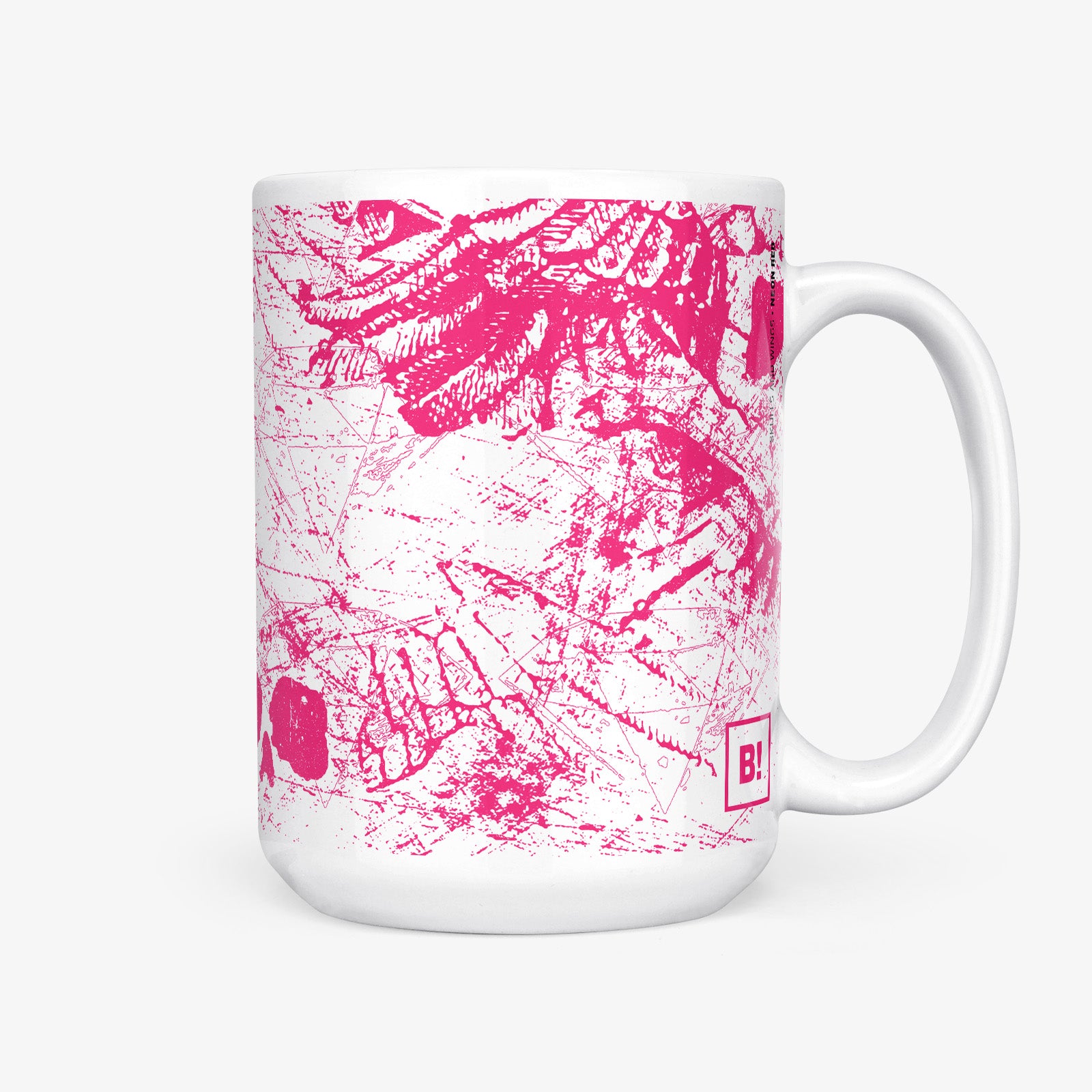 Be inspired by our "Skulls And Wings" Neon Red Coffee Mug. Featuring a 15oz size with the handle on the right.