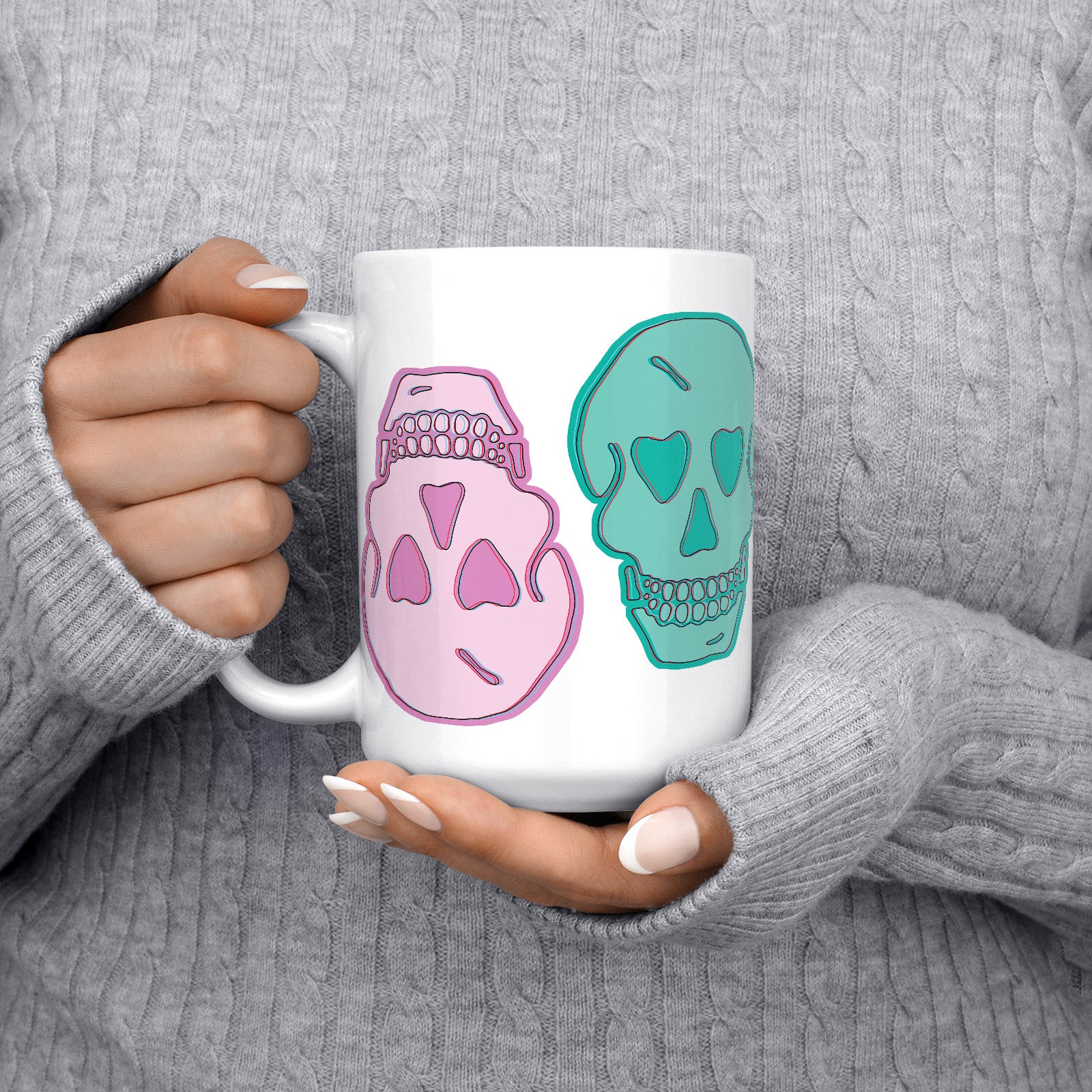 Be inspired by our "Skulls Of Joy" Coffee Mug. Featuring a 15oz size with the handle on the left.
