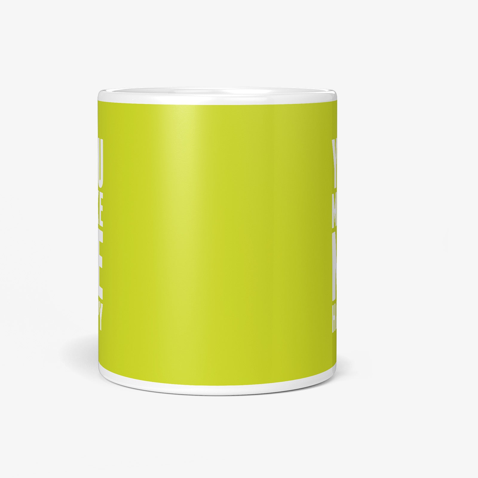 Be inspired by our "You Make Me Happy Coffee Mug" Limes Coffee Mug. Featuring a front view of the 11oz mug. 