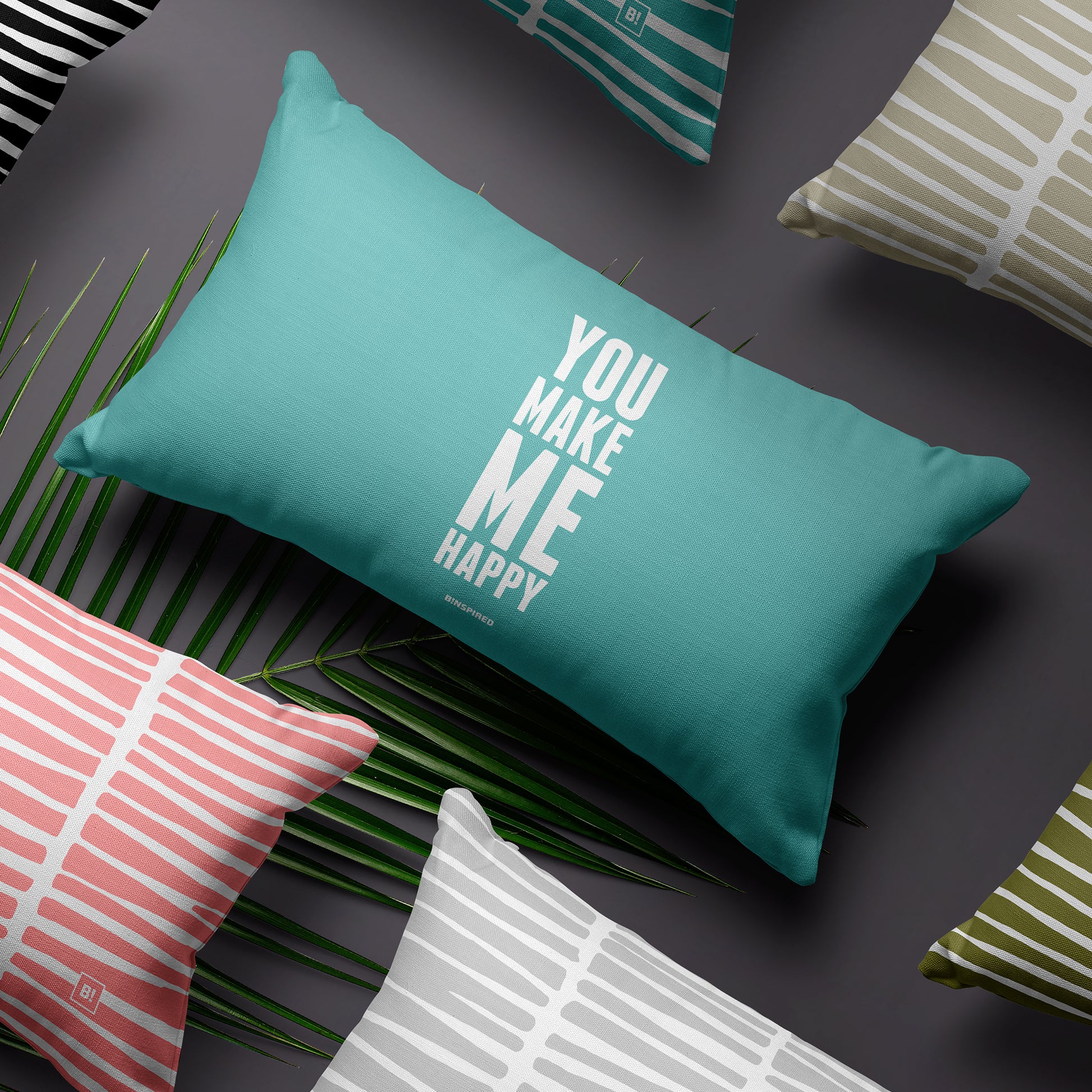 Binspired You Make Me Happy - Ocean Green - Rectangular Pillow Lifestyle