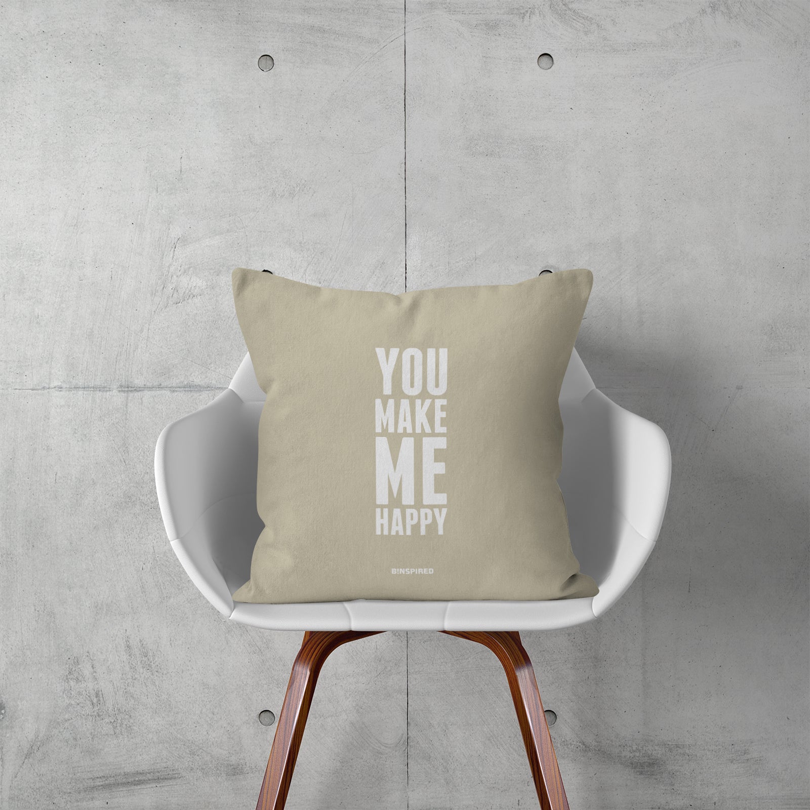 Binspired You Make Me Happy - Sahara Sand - Square Pillow Lifestyle